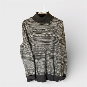 L.L. Bean Women’s Fair Isle Turtleneck Sweater Cashmere Blend Large Grey cozy